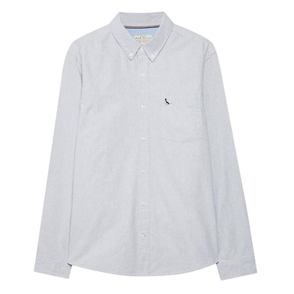 Jack Wills Mens Plain Oxford Shirt / Light Ash